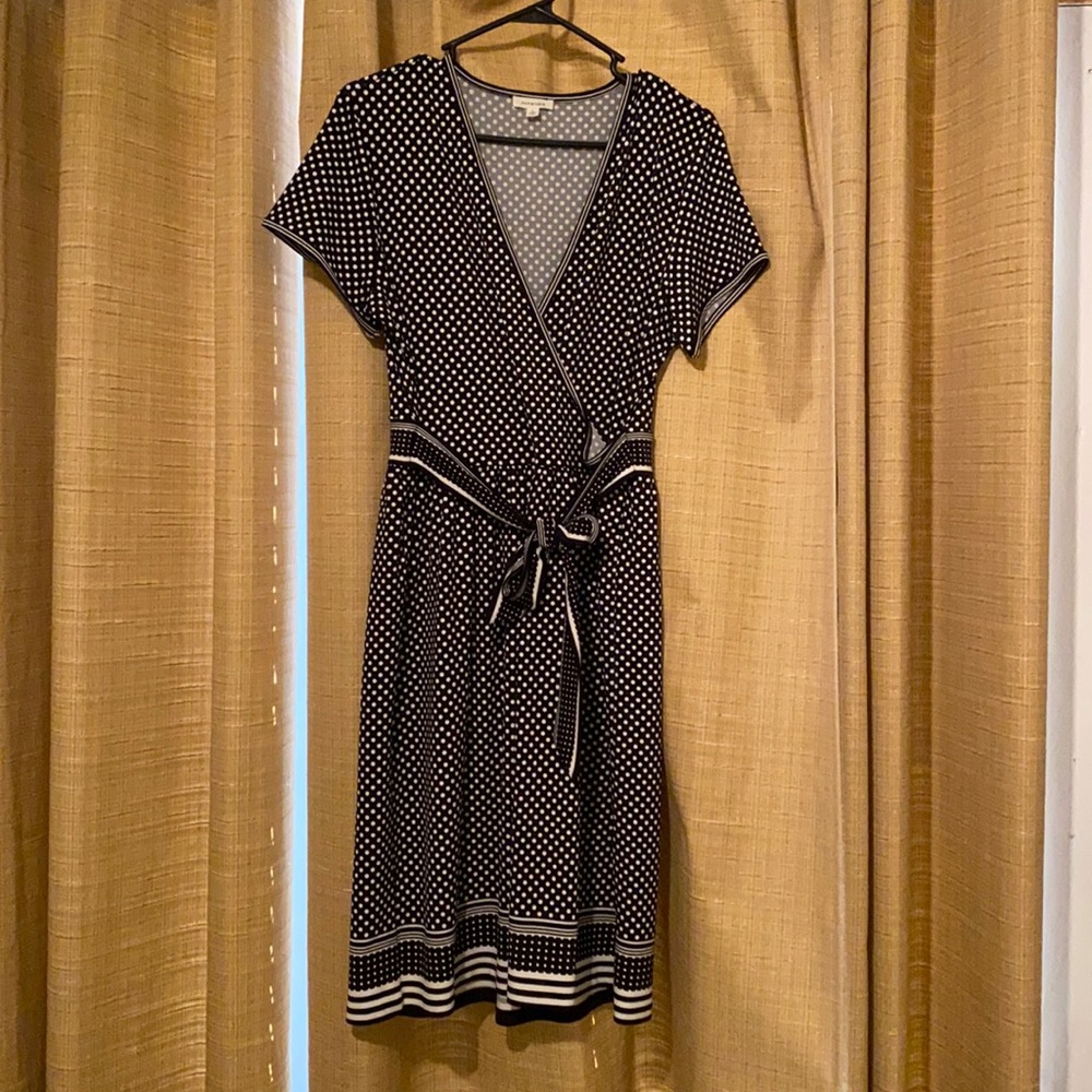 Faux wrap silky knit pull on dress